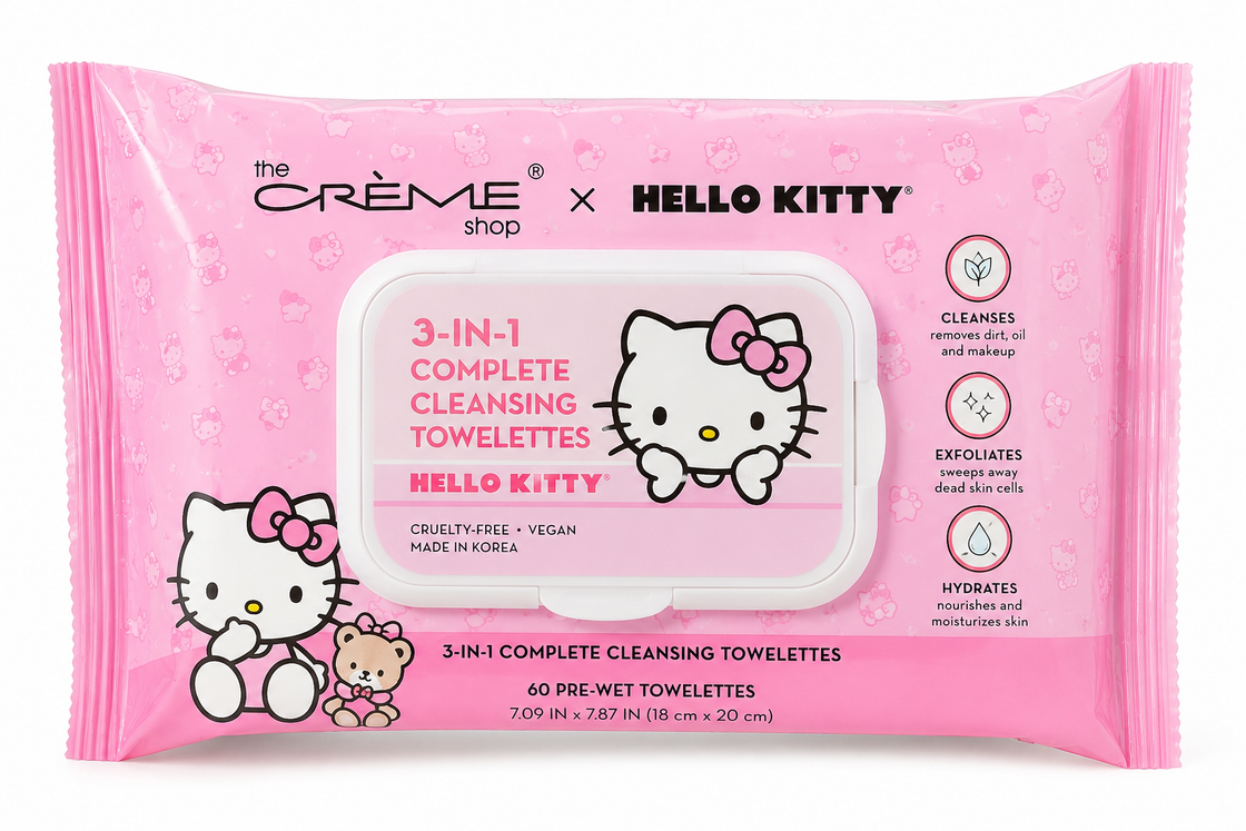 the creme shop x hello kitty 3-in-1 complete cleansing -60 essence-rich towelettes