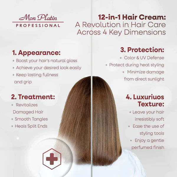 Multi-Action Hair Cream with Black Caviar - 8.5 oz / 250 ml oz 12-in-1 Premium Leave In Conditioner Spray for Dry Damaged Hair - Repairing, Moisturizing, Smoothing, and Protecting