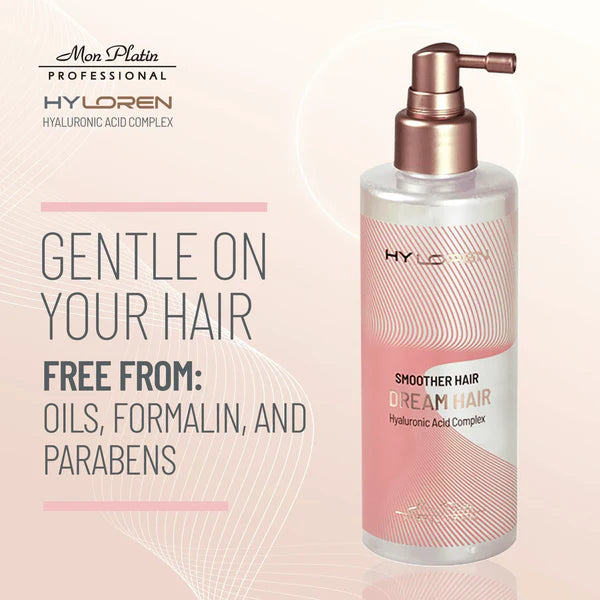 HYLOREN Dream Hair Spray for Smoother Hair Blow Dry Heat Protection Spray for Straightened Hair -Ultimate Hair Control with Anti-Frizz Formula, BLOND MASK Hyaluronic Acid Complex, Gloss Shine 17 oz / 250 ml