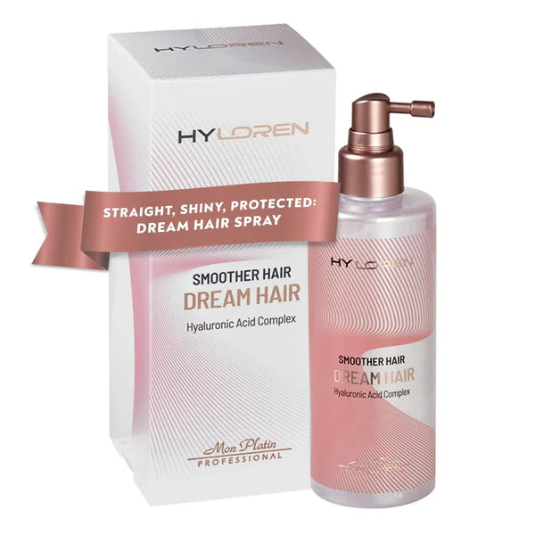 HYLOREN Dream Hair Spray for Smoother Hair Blow Dry Heat Protection Spray for Straightened Hair -Ultimate Hair Control with Anti-Frizz Formula, BLOND MASK Hyaluronic Acid Complex, Gloss Shine 17 oz / 250 ml