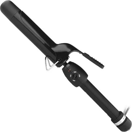 StyleCraft Stay-Temp Black Gold Professional Curling Iron with Extra-Long Thumb Grip, Extended Barrel, Marcel