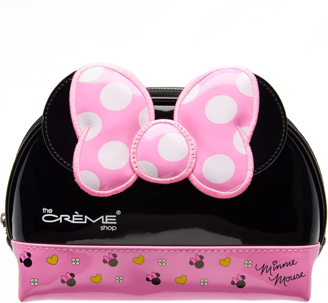 The Crème Shop Cosmetic Bag for Women 10 Inch Travel Toiletry Cosmetic Pouch for Women Pink Bow and Zippered Closure
